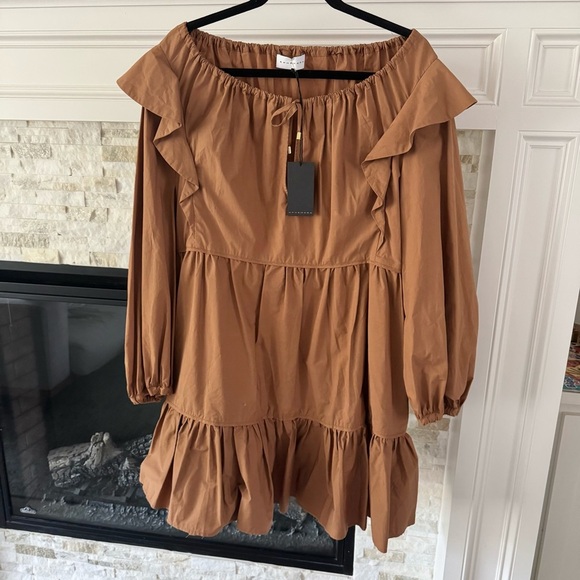 Ephemera NWT Chocolate Cinnamon Trapeze Mini Dress Cotton M/L - Picture 1 of 10